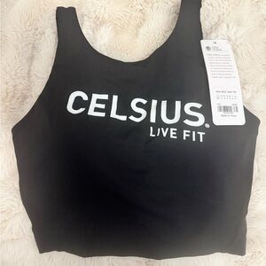 Celsius Black High Neck Tank Top with built in sports bra- CRZ YOGA NWT